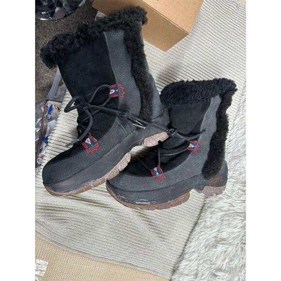 Ulu Boots Womens Size 7 Black Waterproof Leather Shearling Winter Snow Boots - Picture 5 of 8